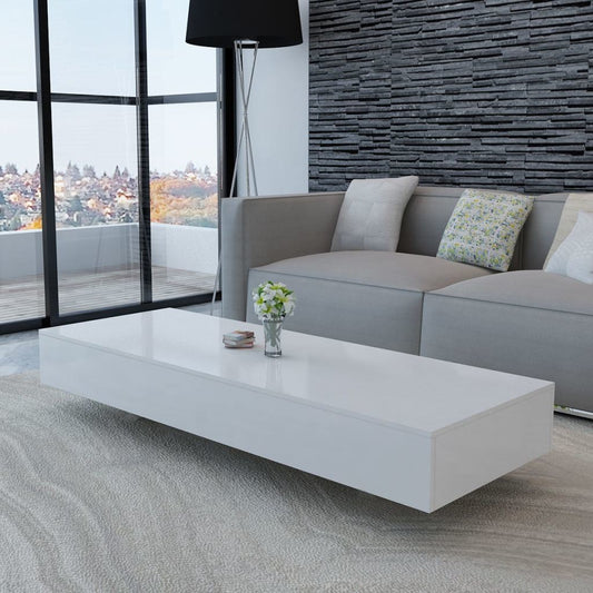 High Gloss Floating White Coffee Table