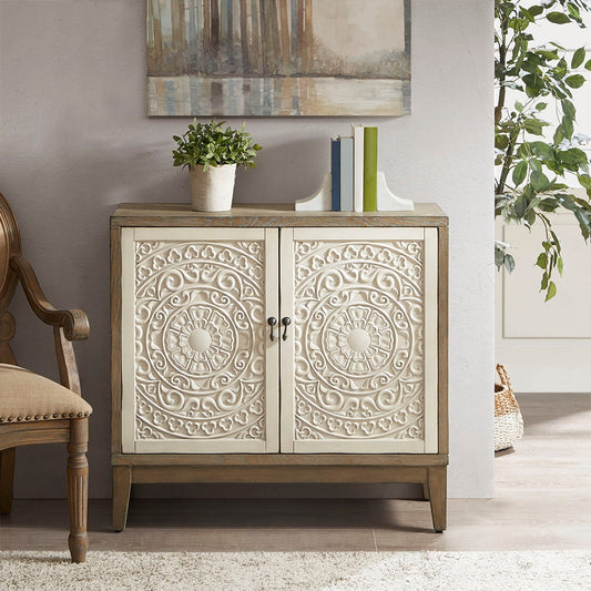 Reclaimed Walnut Floral Details Accent Chest