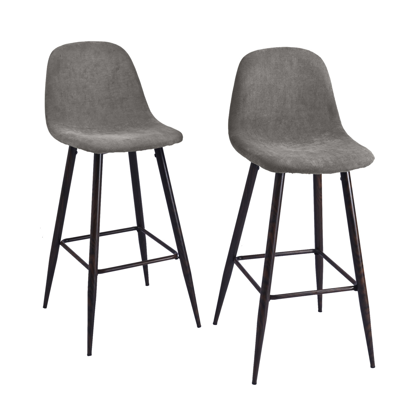 Charlton Counter Upholstery Bar & Counter Stool (Set of 2) DARK GREY TERRY WALNUT METAL