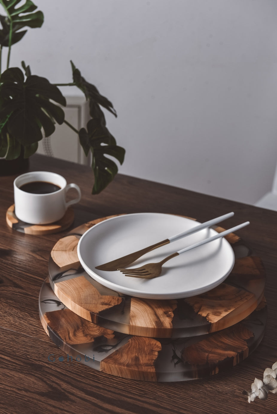 Real Wood Resin Placemat (28cm, Round) 1 PC