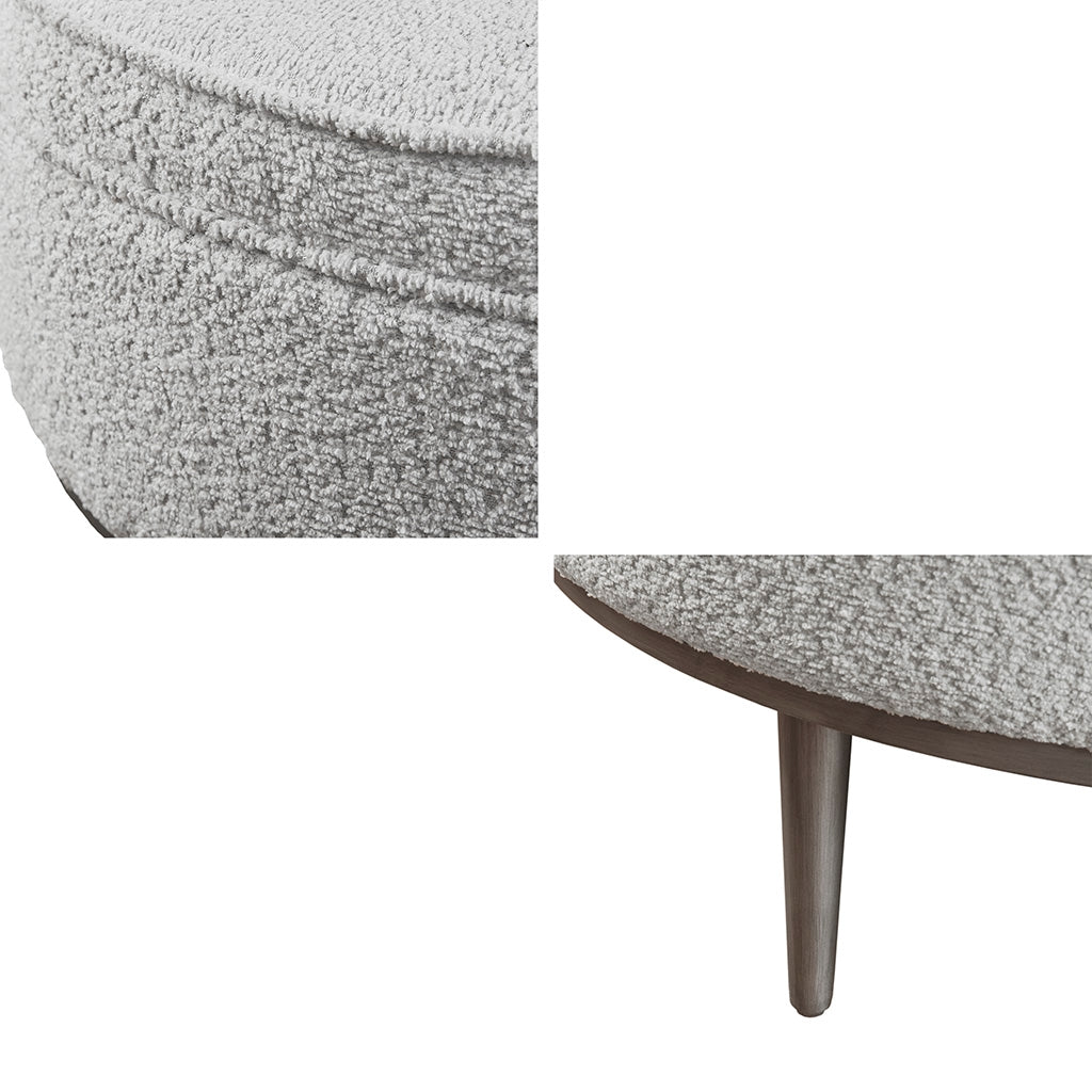 Round Boucle-Like Upholstered Cocktail Ottoman, Gray