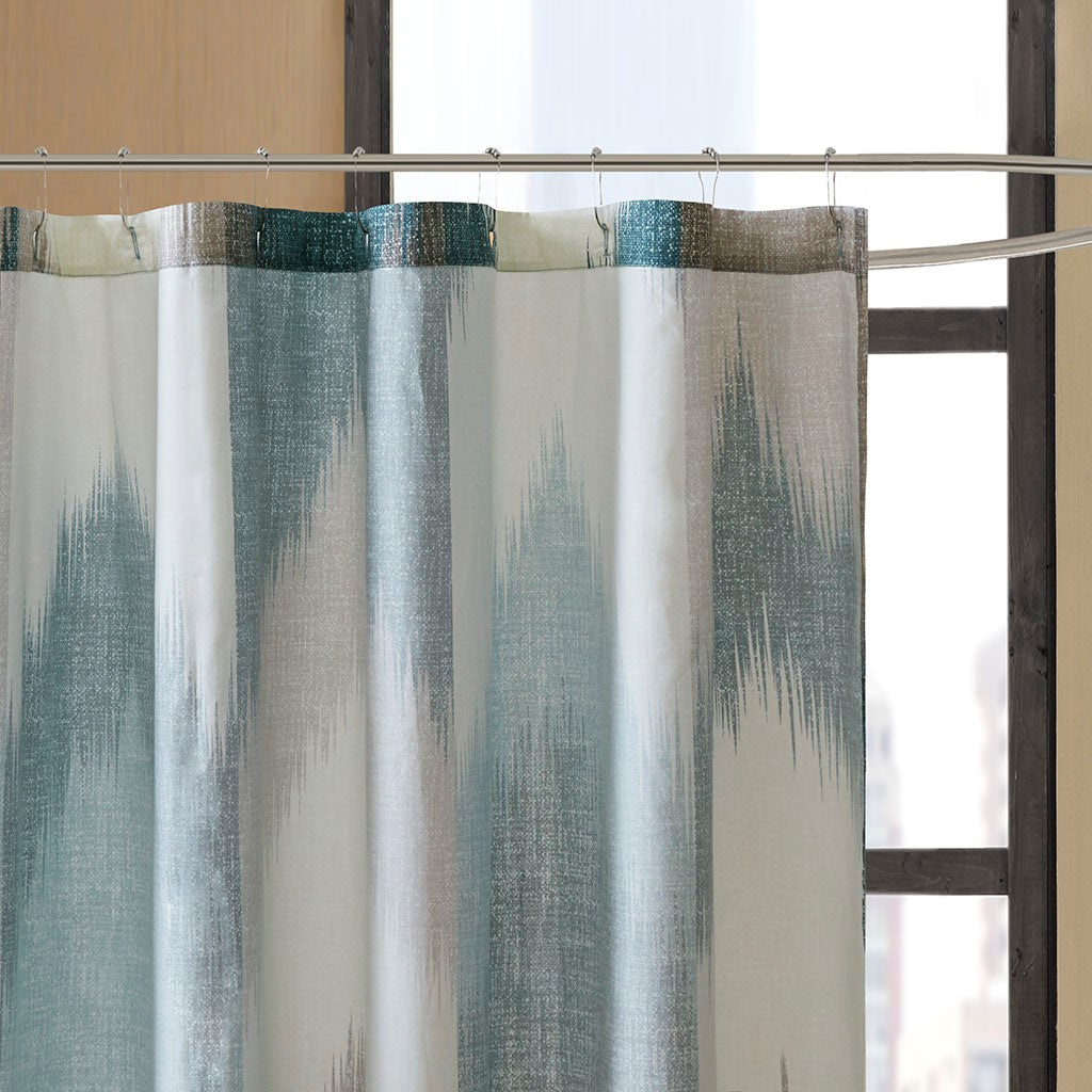 Broken Chevron Shower Curtain, Aqua Blue