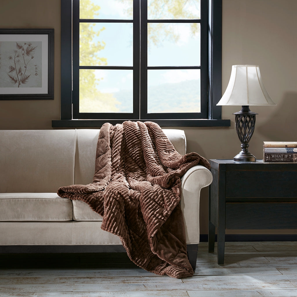 Corduroy Plush 60x70" Winter Throw Blanket Brown