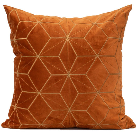 Gold Plaid Velvet Cushion Cover (18x18" - 45x45 cm) ORANGE