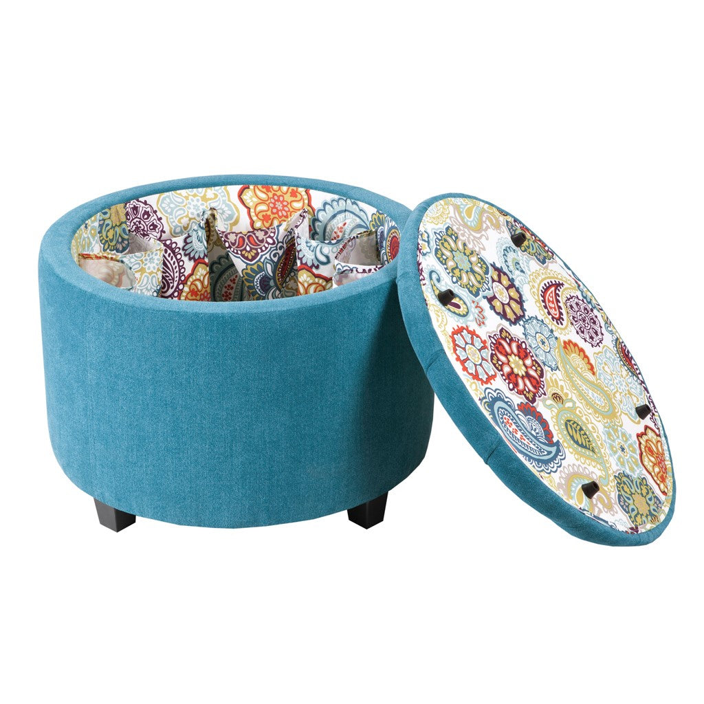 Storage Ottoman with Shoe Inserts, Blue