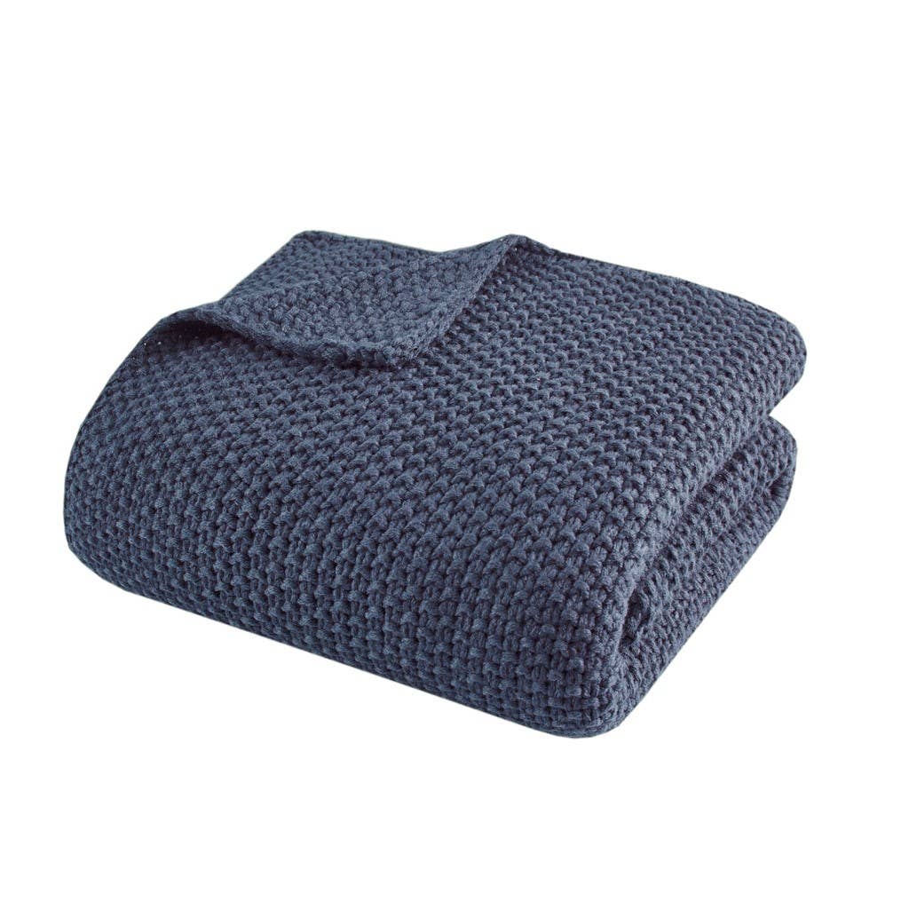 Ultra-Soft Knit Throw Blanket, Navy Blue