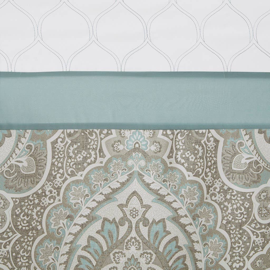 Damask Ogee Shower Curtain, Seafoam Blue