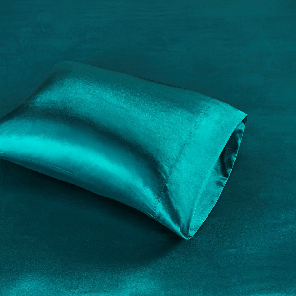 Luxury Satin 6-Piece Sheet Set, Teal Blue Green