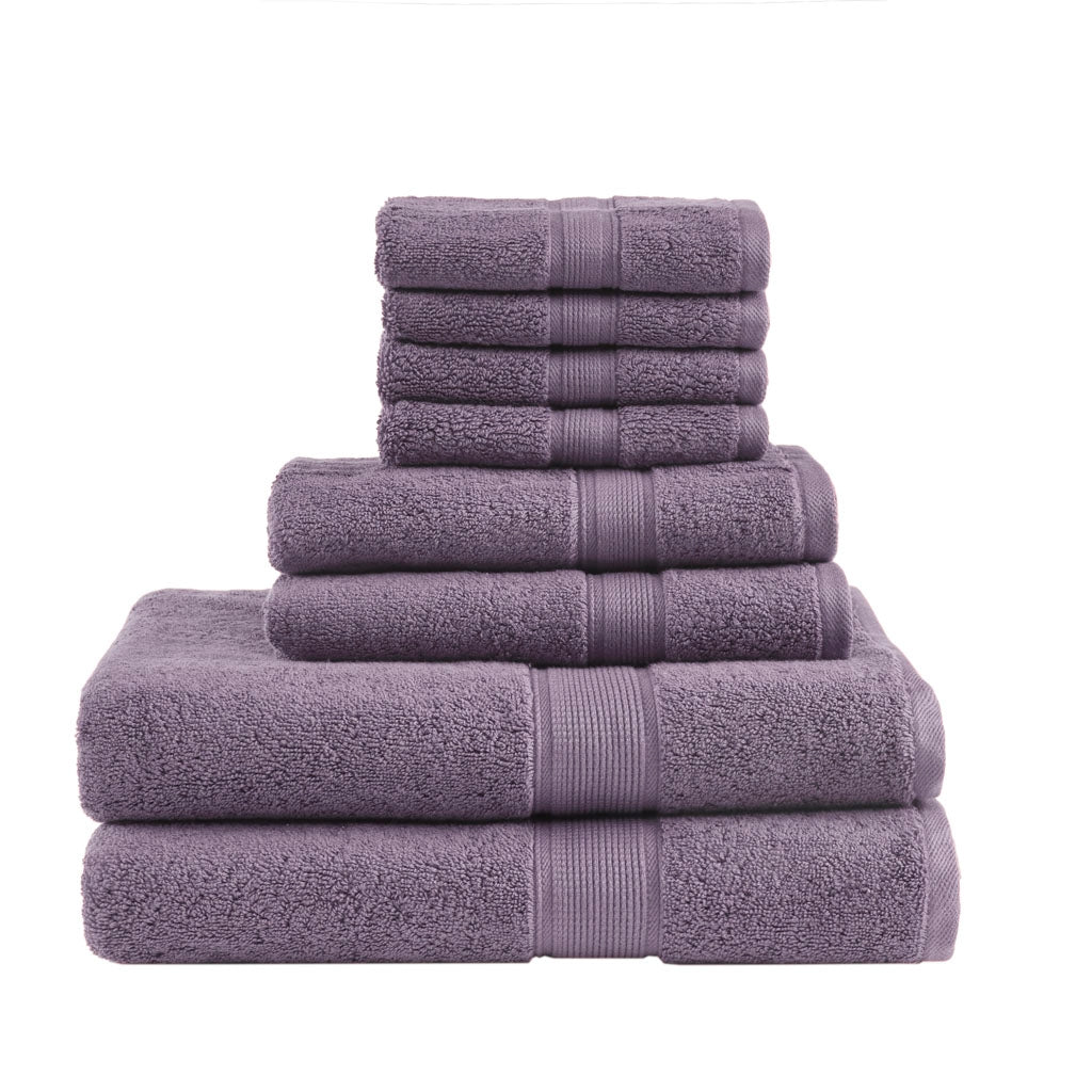 Antibacterial Spa-Like 8-Piece Bathroom Towel Set, Purple