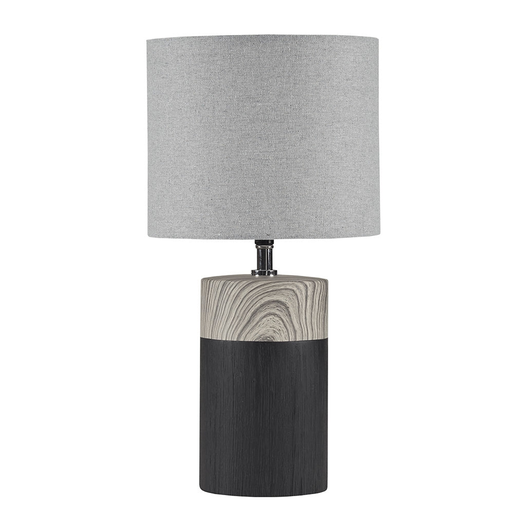 Mid-Century Wood Grain Table Lamp, Matte Black