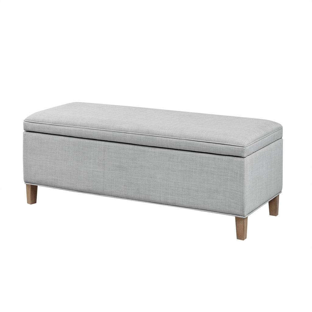 Transitional Upholstered Storage Bench, Grey