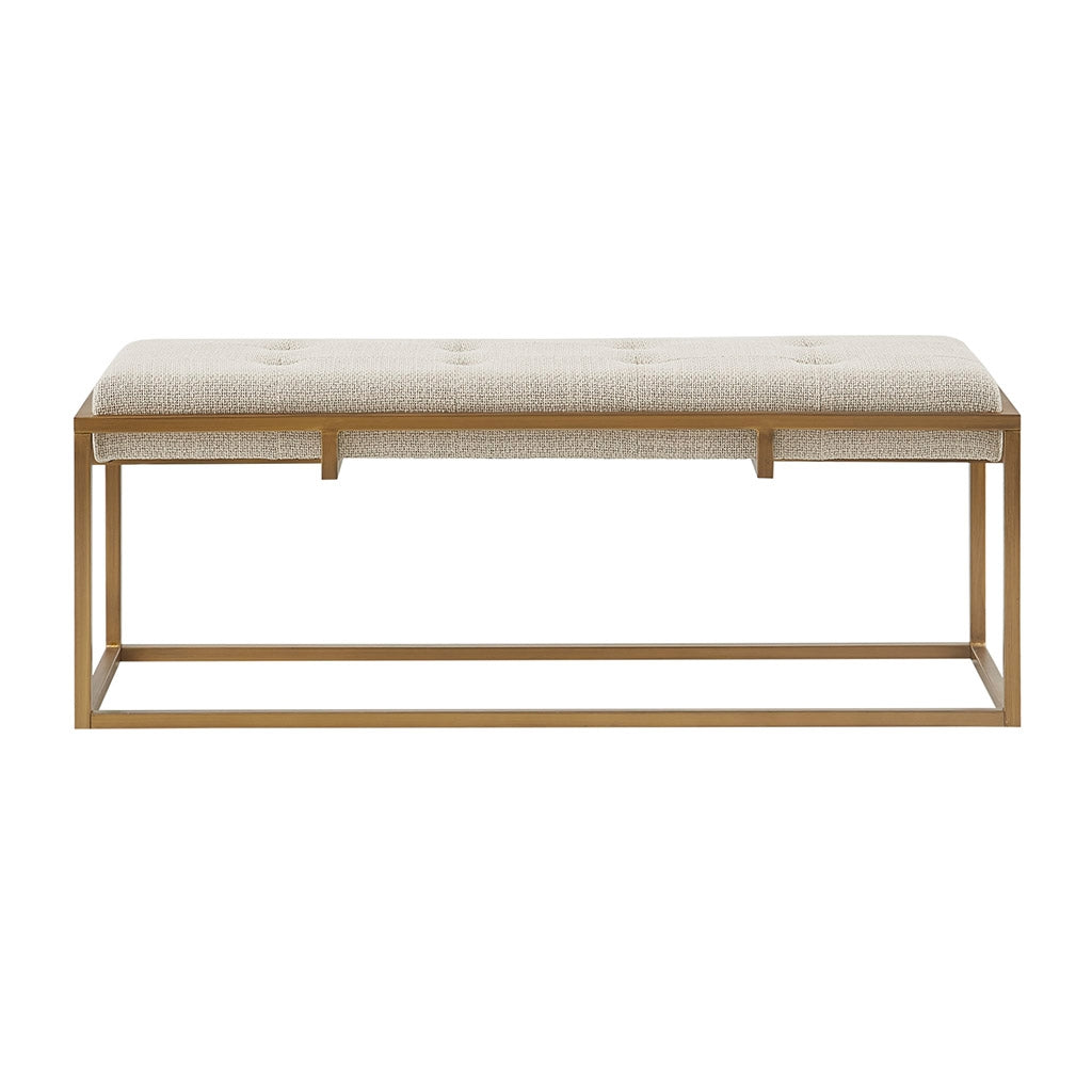 Modern Tufted Accent Bench with Bronze Metal Legs