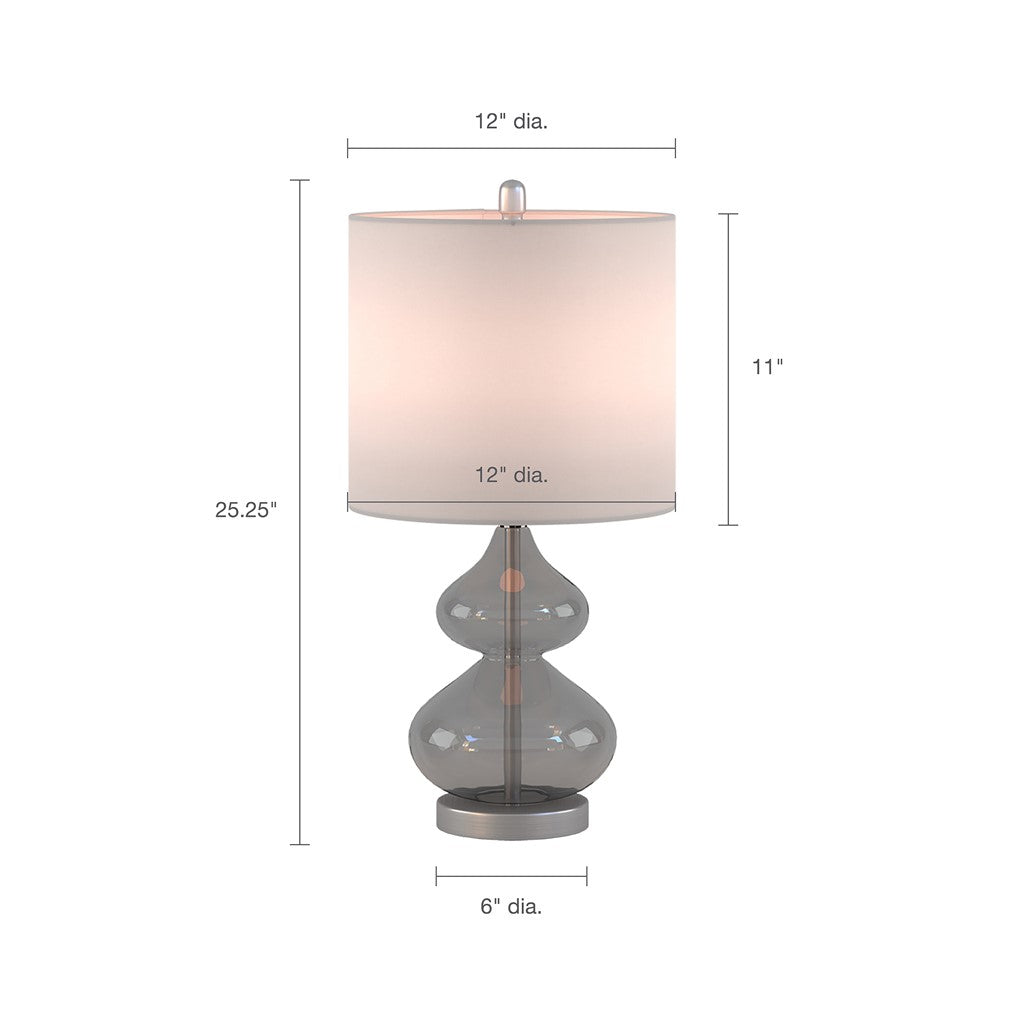 Clear Glass Base Table Lamps, Grey Glass (SET OF 2)