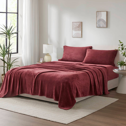 Micro Plush Solid Sheet Set, Burgundy