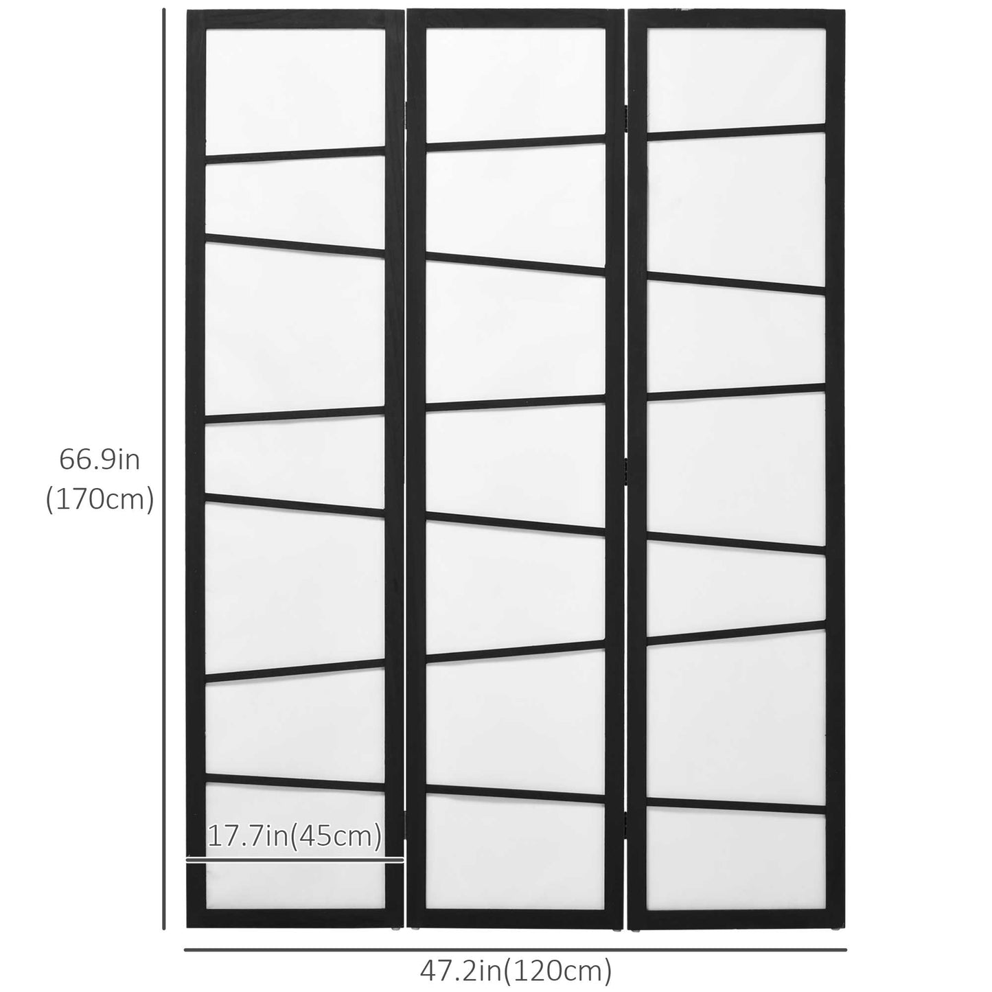 5.6ft Folding Room Divider, 3 Panel Wall Partition with Wood Frame for Bedroom, Home Office, White