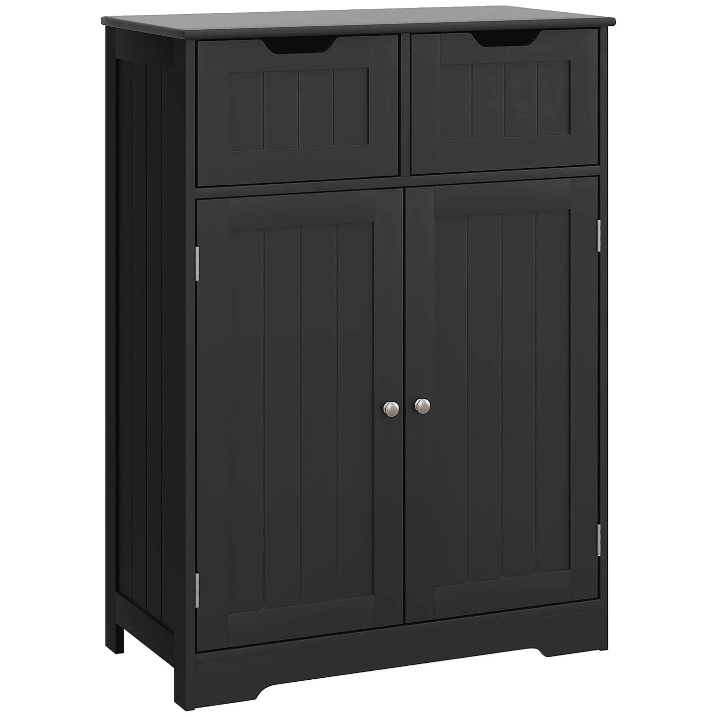 Entryway or  Bathroom Storage Cabinet with 2 Drawers, Adjustable Shelf in Black