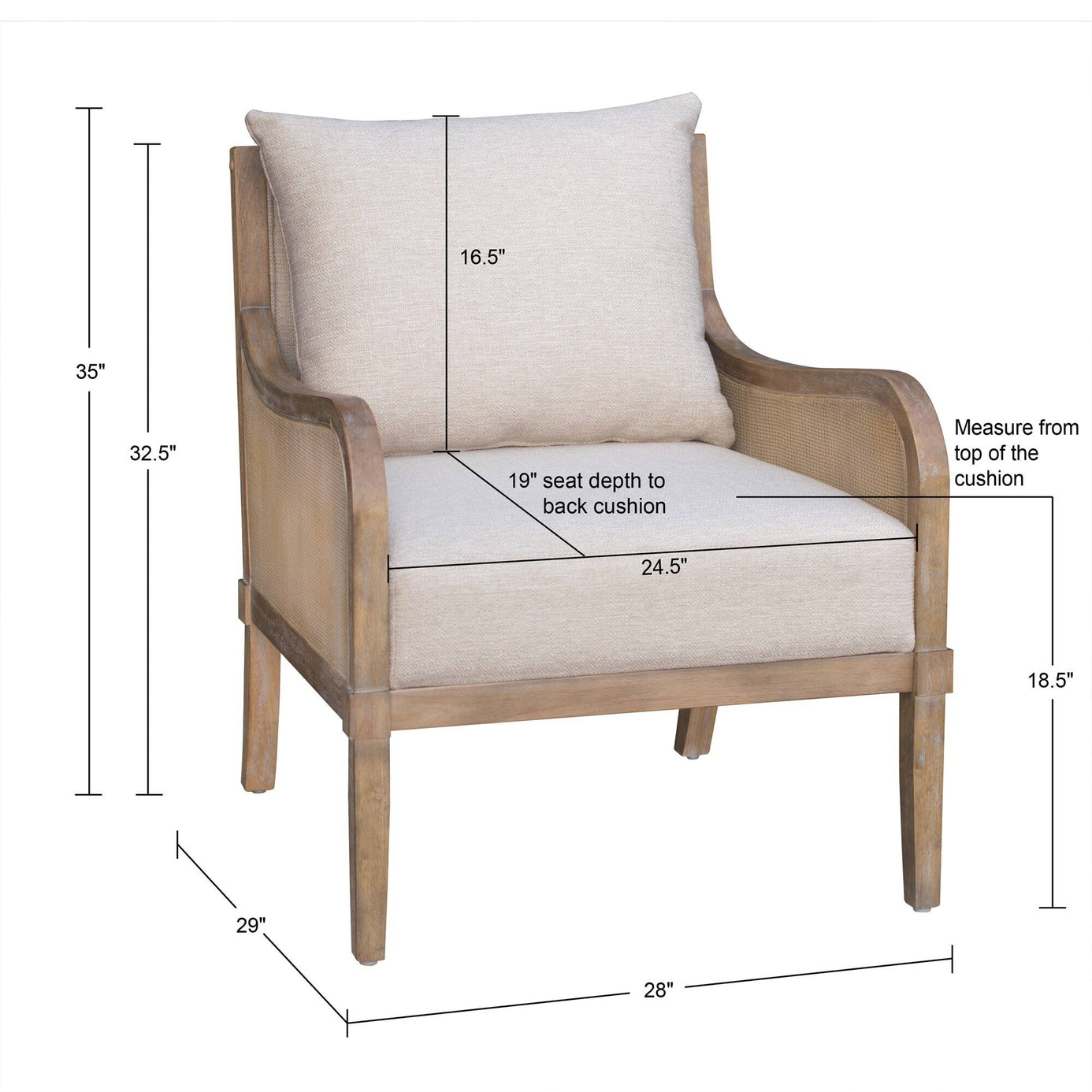 Cane Accent Chair with Removable Back Cushion