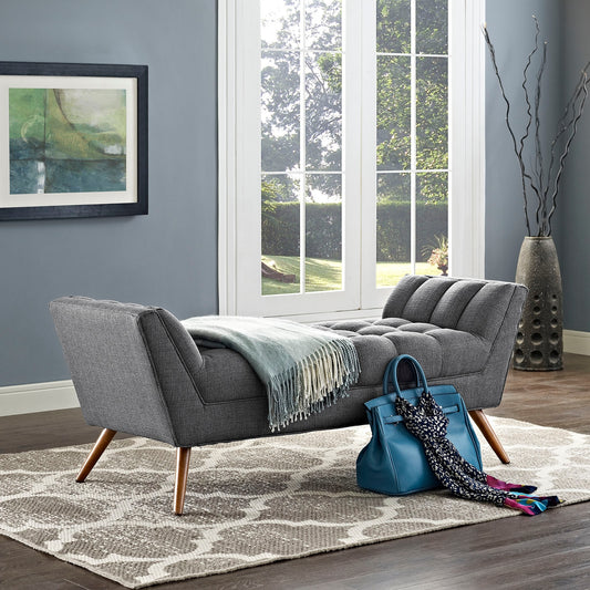 Response Medium Upholstered Fabric Bench in Grey