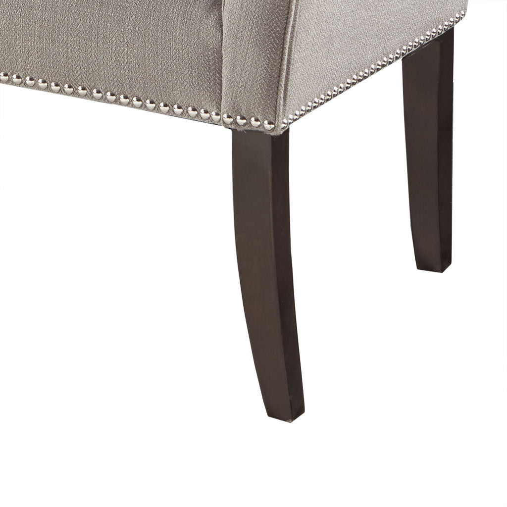 Flared Low Arm Low Back Accent Bench Chair, Grey