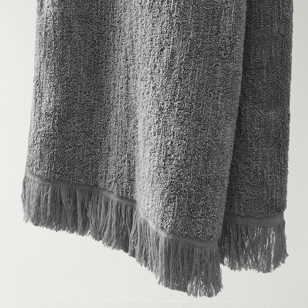 Terry Cotton 630gsm Fringed 6-Piece Towel Set, Dark Gray