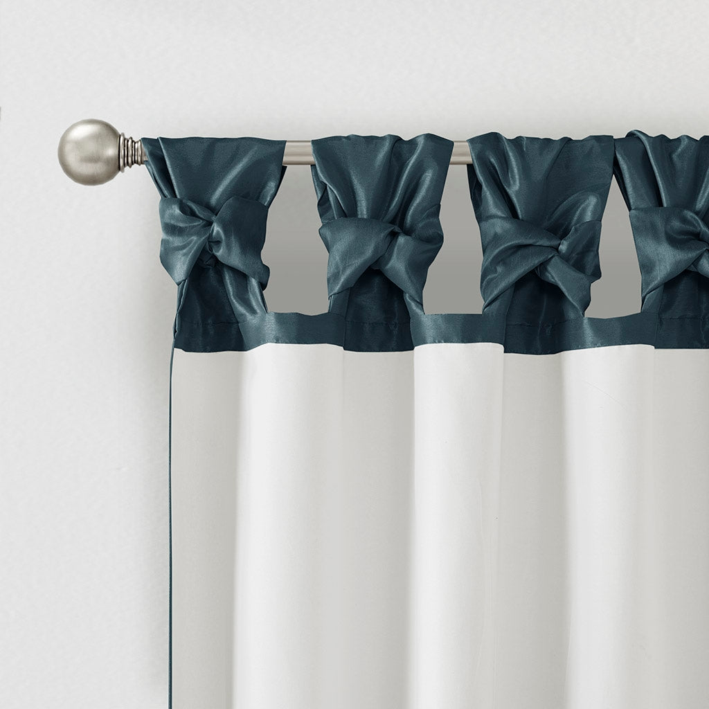 Twist Tab Silky Window Curtain, Dark Teal