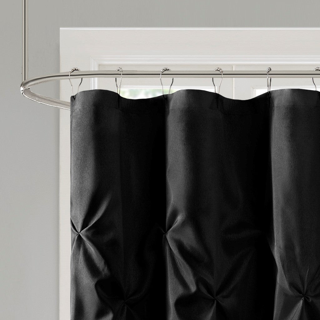 Pinch Plated Silky Shower Curtain, Black