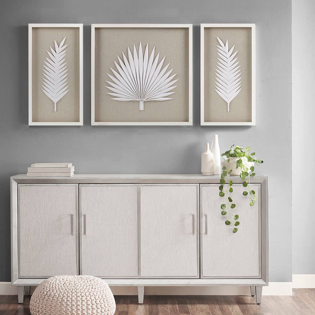 Handmade Rice Paper Palm Leaves Wall Decor (SET OF 3)