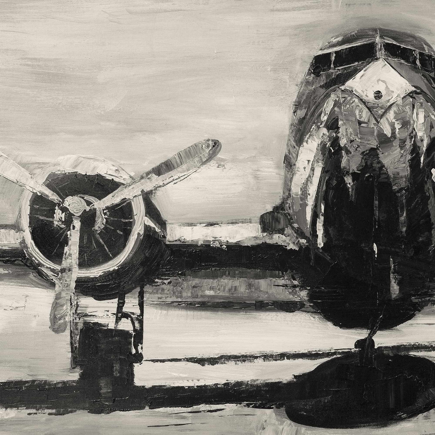 Sepia Airplane Print On Canvas, 20"x60"