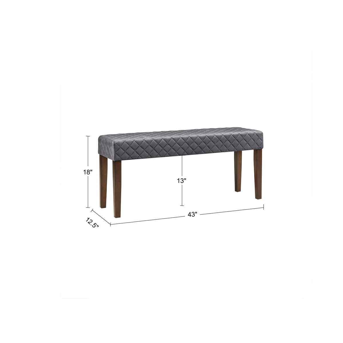 Diamond Quilted Upholstered Accent Bench, Grey