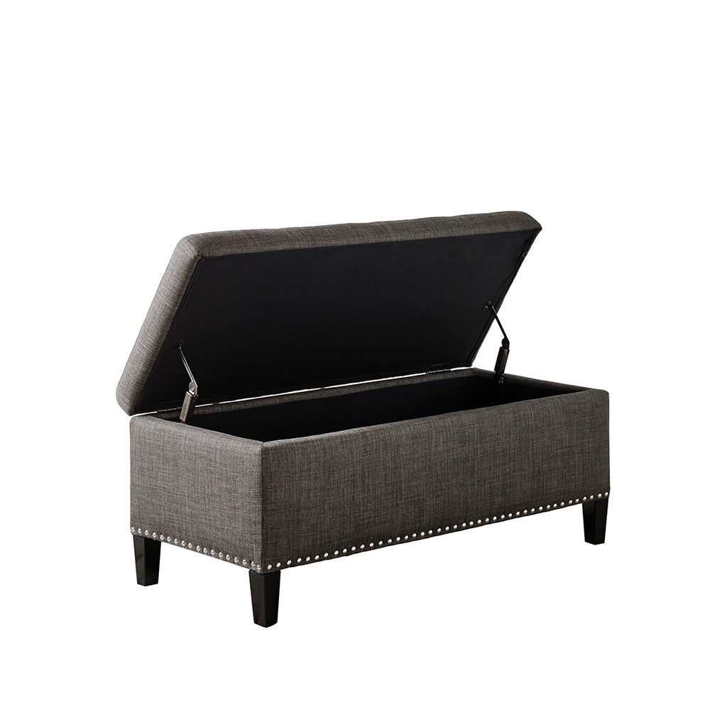 Tufted Accent Ottoman Bench with Interior Storage, Grey