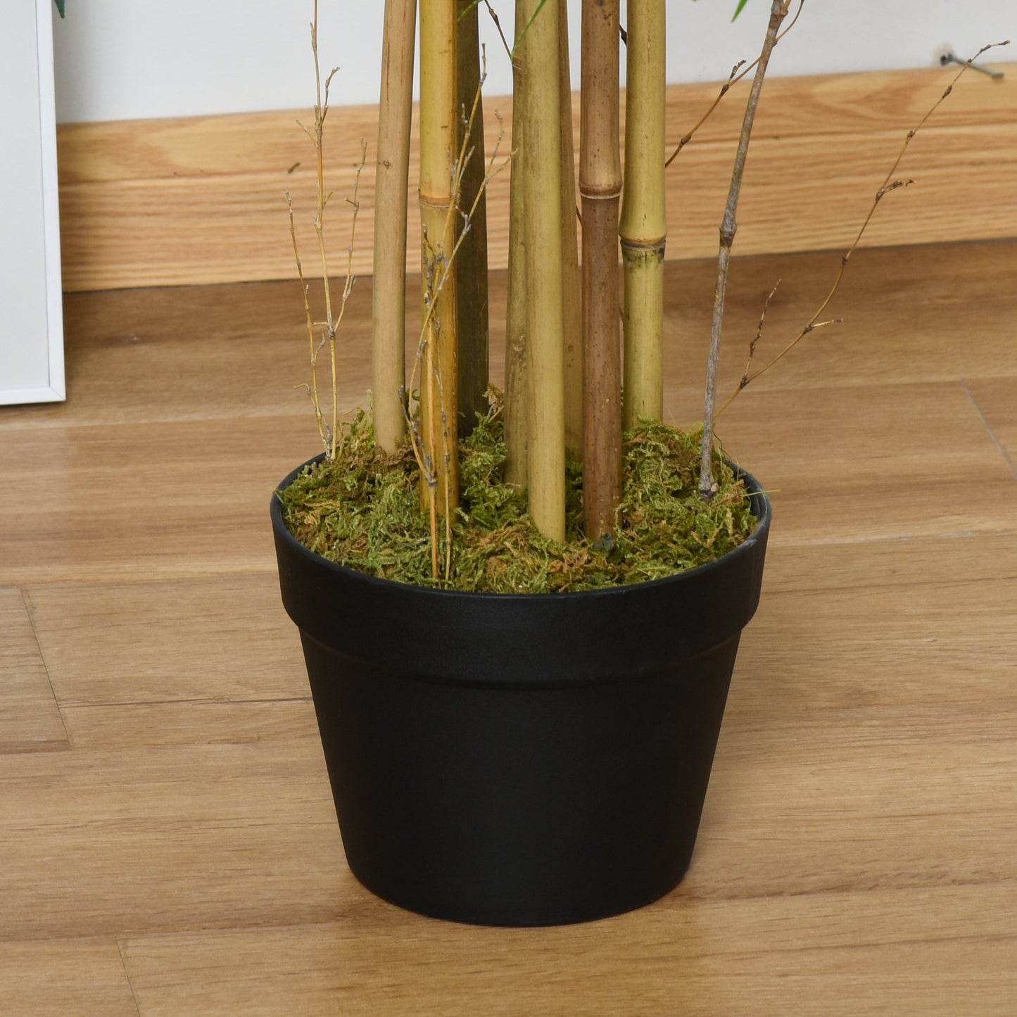 5FT Artificial Bamboo Tree, Fake Plant with 1095 Leaves, Greenery Plant in Nursery Pot for Indoor and Outdoor, Green