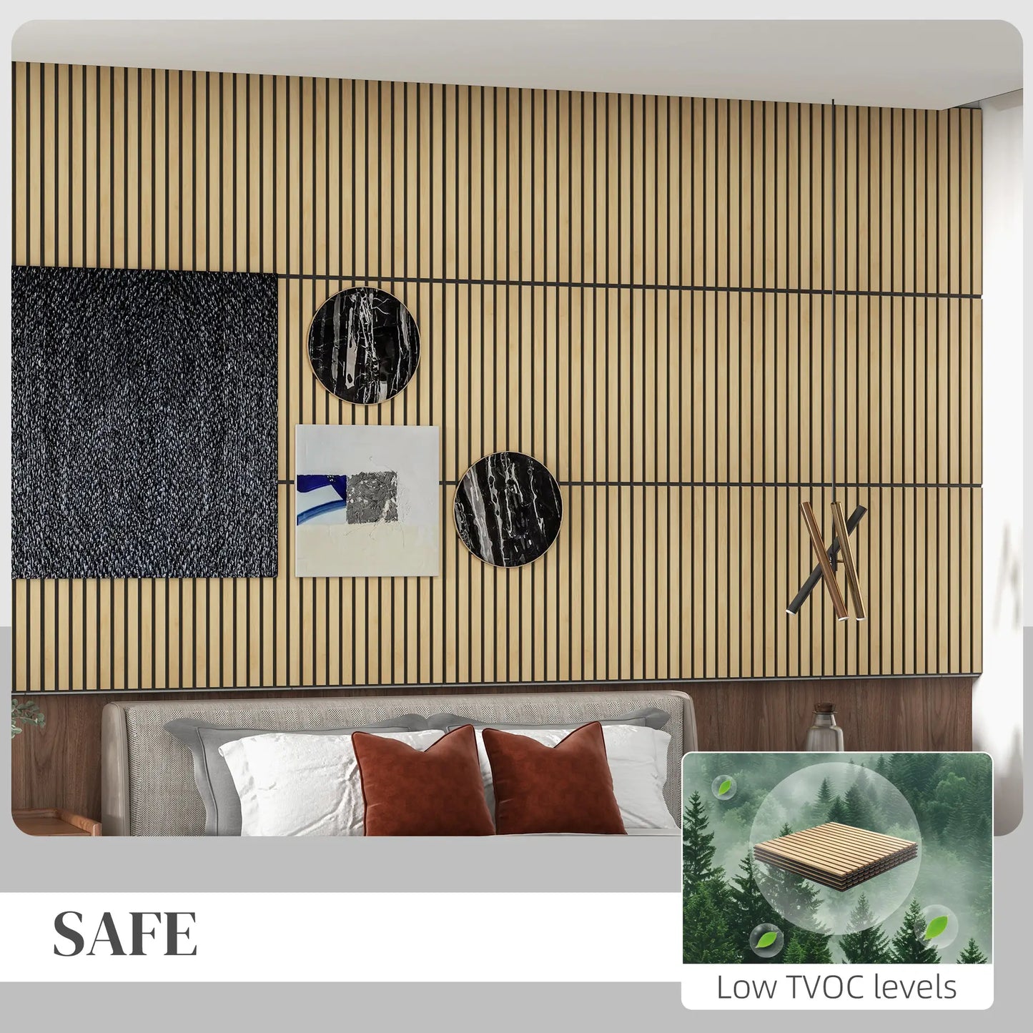 24"x24" Wood Panels Wall Decor,Sound Absorbing Slat Wall For Interior Wall Decor, in Oak