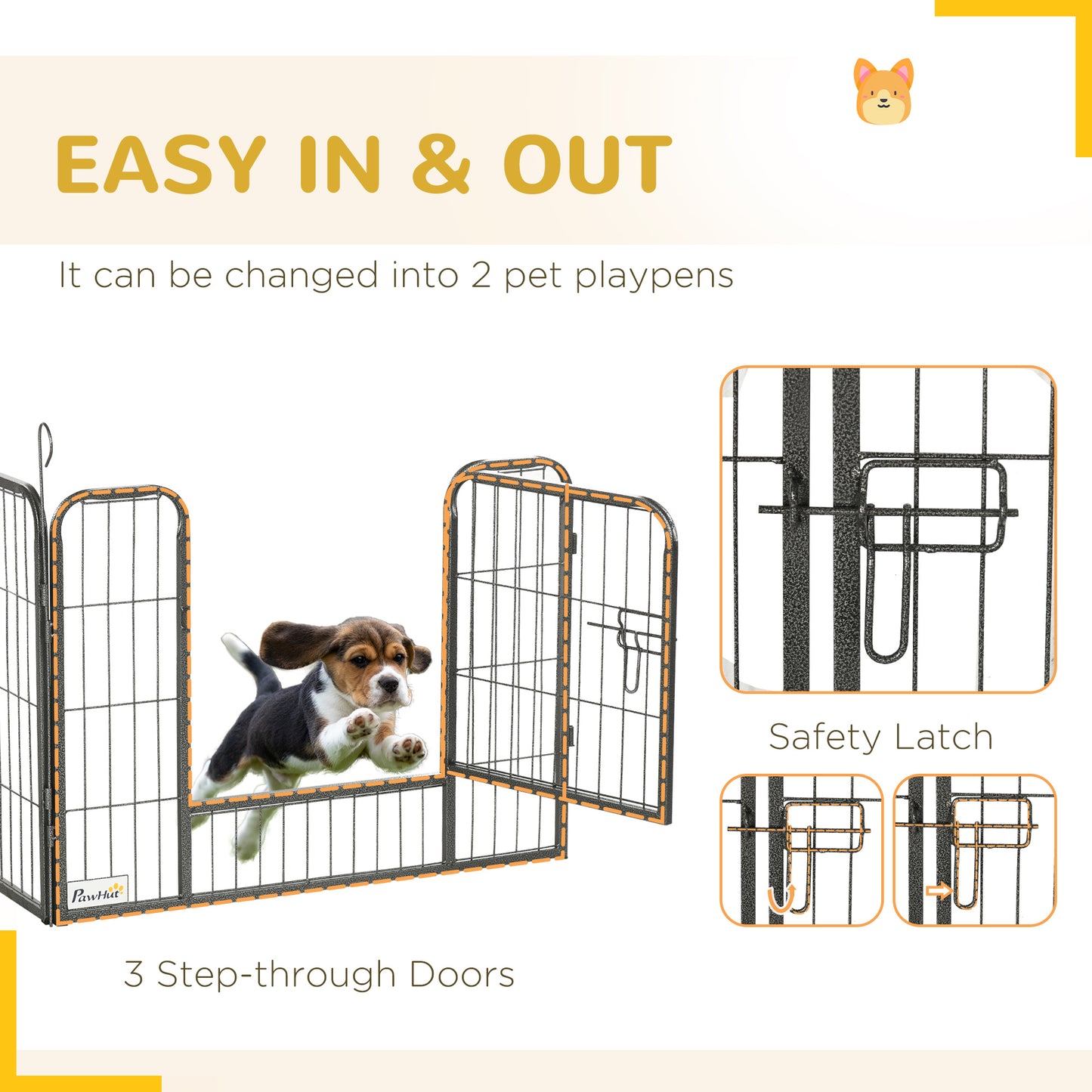 Heavy Duty Dog Playpen, 24 Panel 24" Height Metal Pet Puppy Exercise Pen, DIY Design, Outdoor Indoor, for Small Dogs, Grey