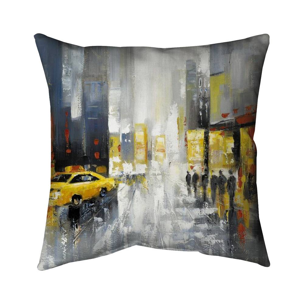 Rainy Busy Street | Outside Pillow Cover 18" X 18"