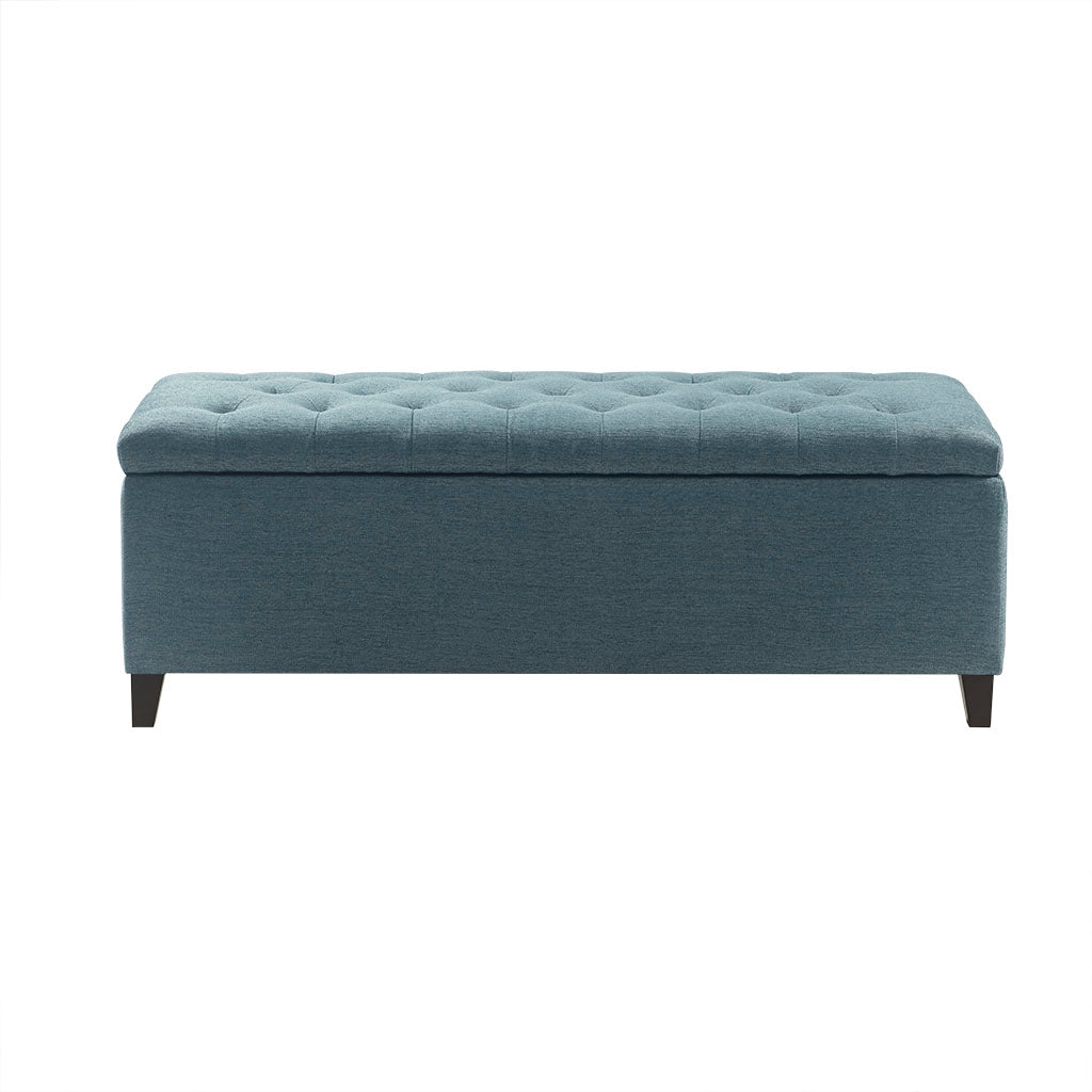 Button Tufted Modern Storage Bench Ottoman, Blue