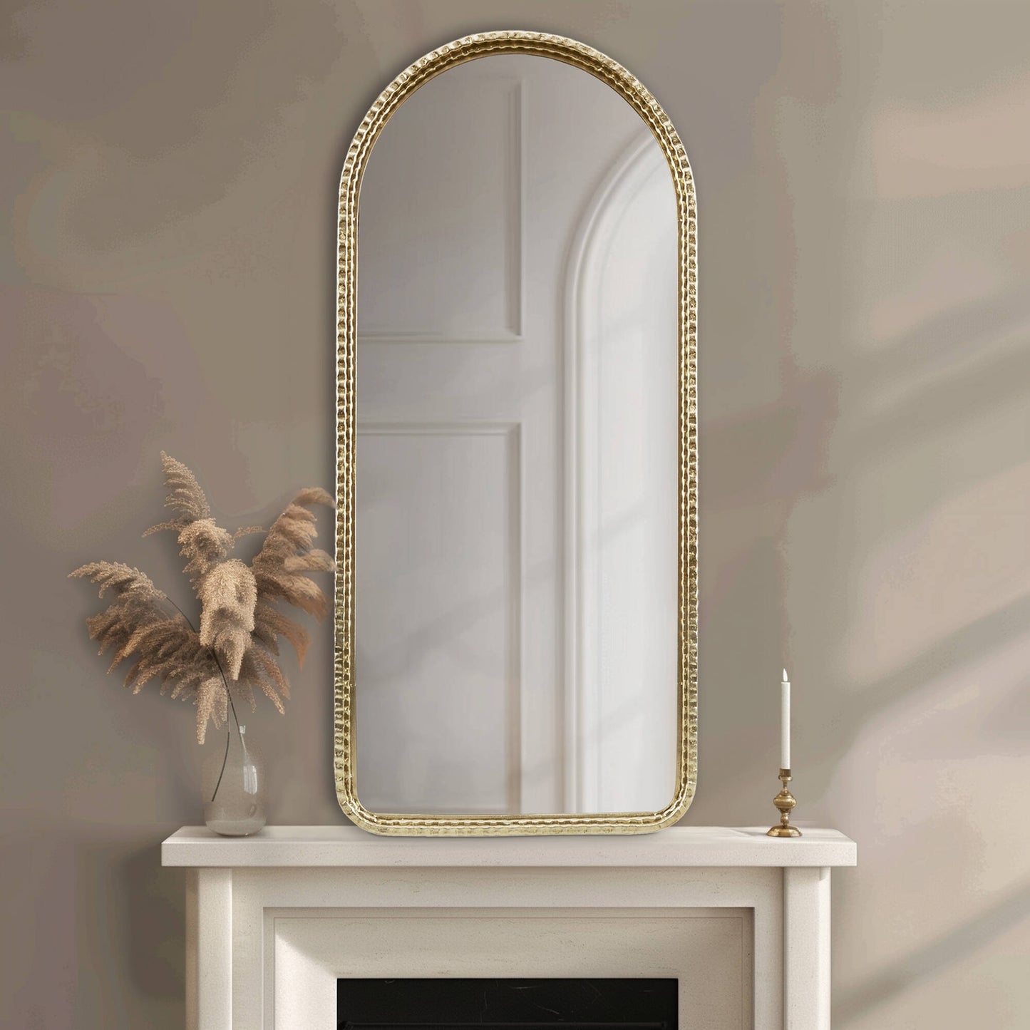 Gold Metal Arched Wall Mirror