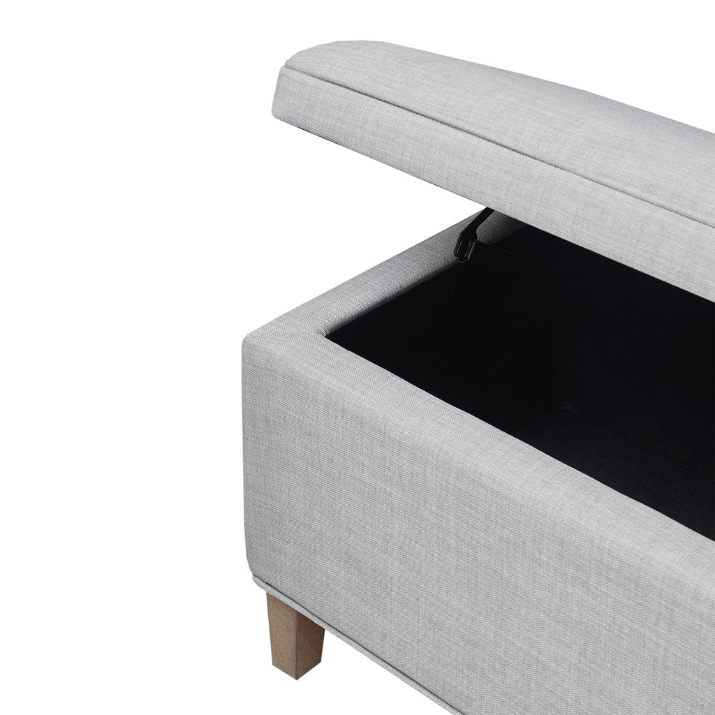 Transitional Upholstered Storage Bench, Grey