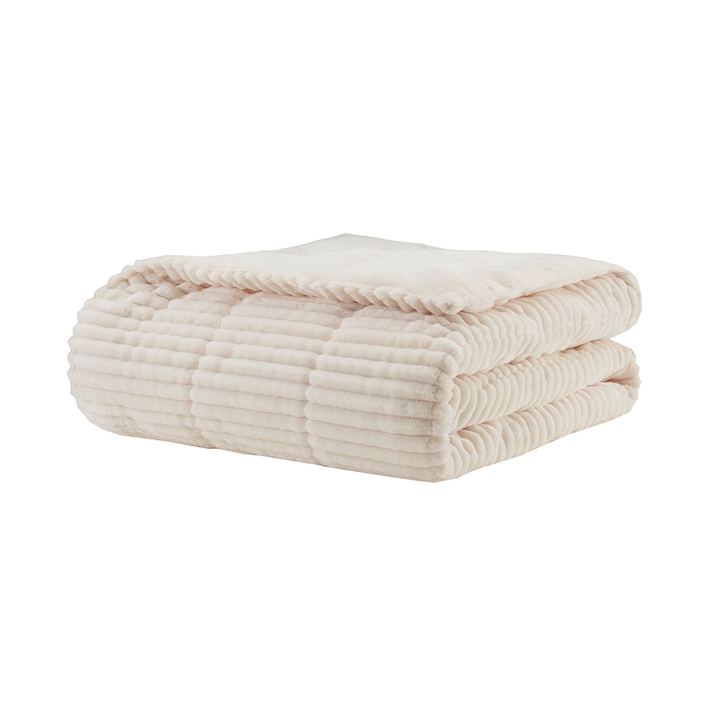 Corduroy Plush 60x70" Winter Throw Blanket Ivory