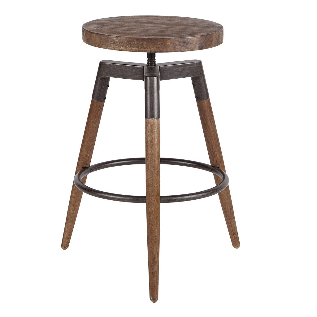 Adjustable Height Industrial Wooden Stool, Counter/Bar Stool (1 PC)