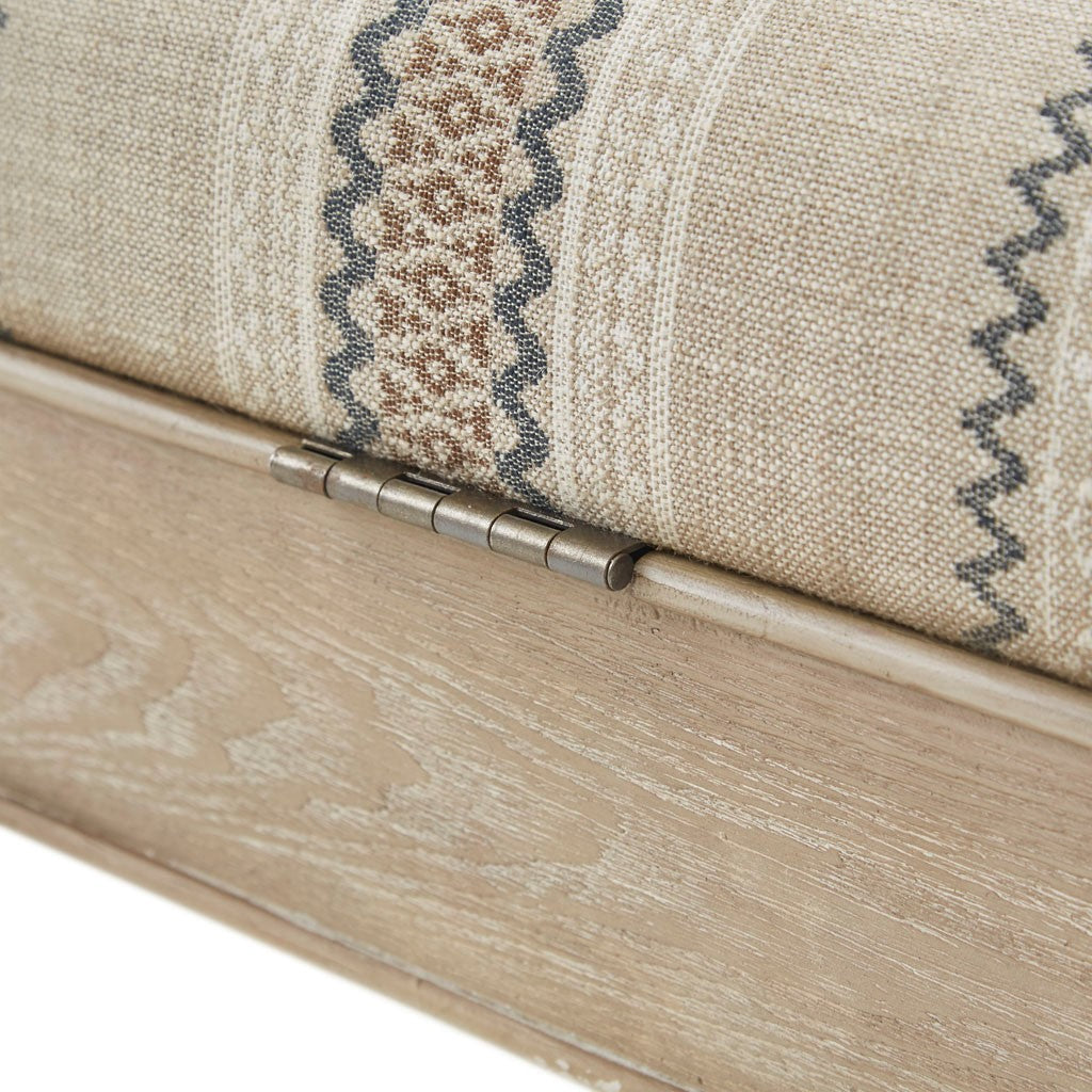 Neutral Patterned Farmhouse Storage Bench