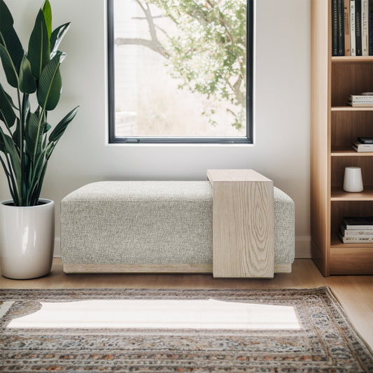 Bench/Cocktail Ottoman with Movable Table Top, Grey*