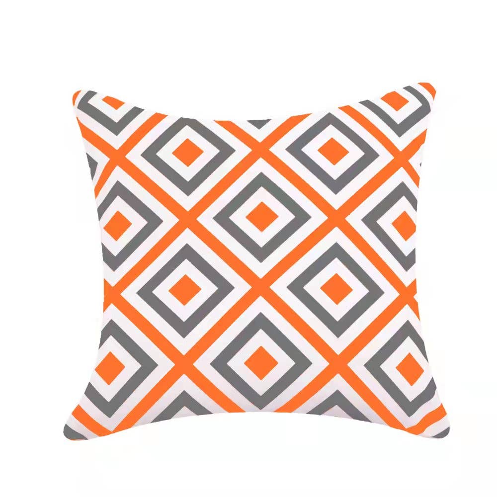 Water Resistant Stain Resistant Outdoor Geo Design Cushion Covers For Home Garden Outdoor 18x18" - Orange