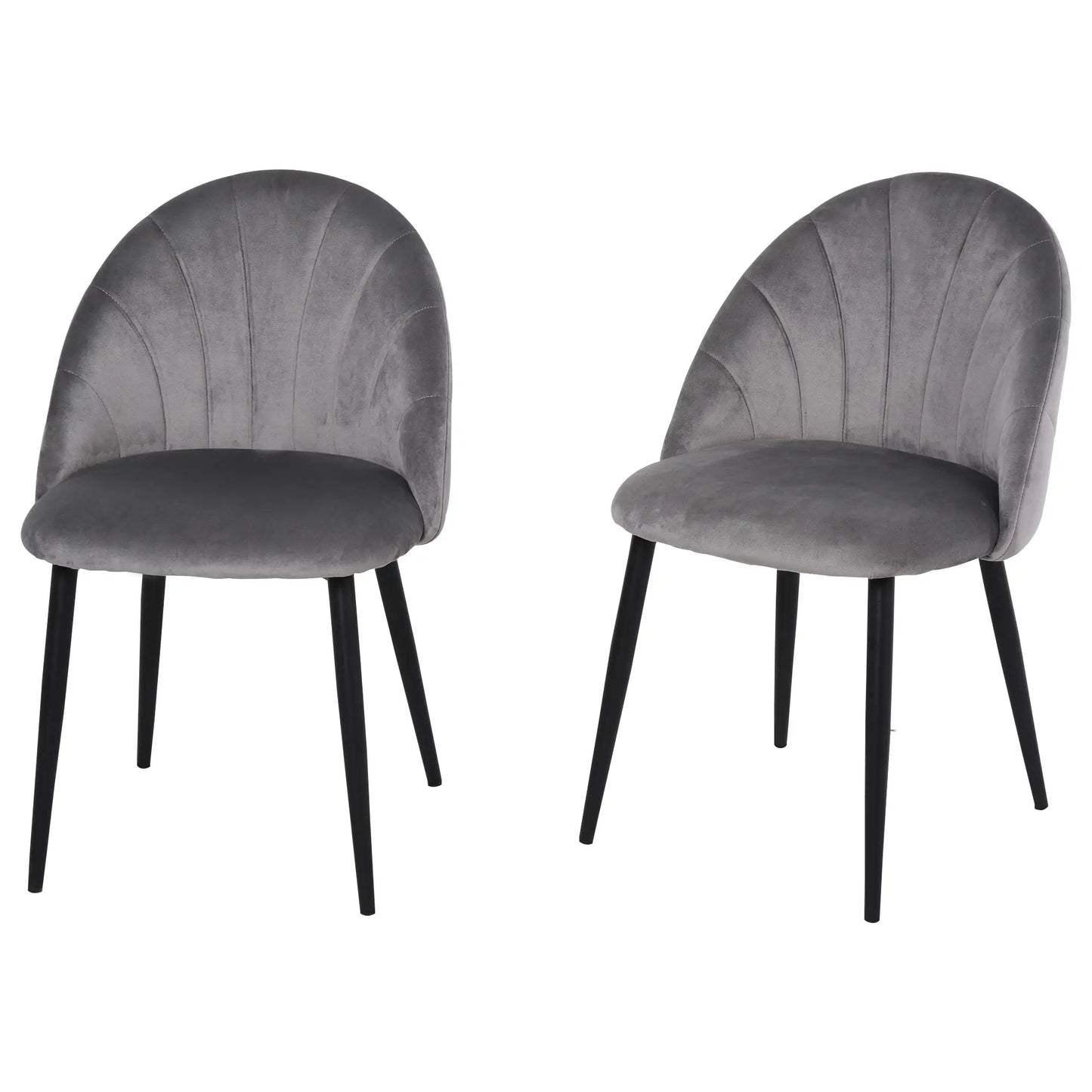 Armless Dining Chairs with Curved Backrest, Velvet-feel Accent Chairs in Grey