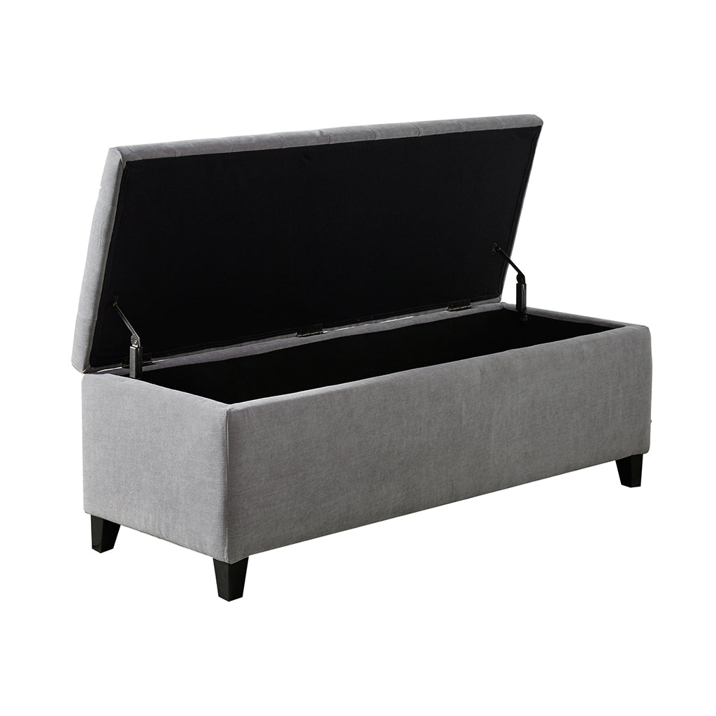 Button Tufted Upholstered Storage Bench, Grey