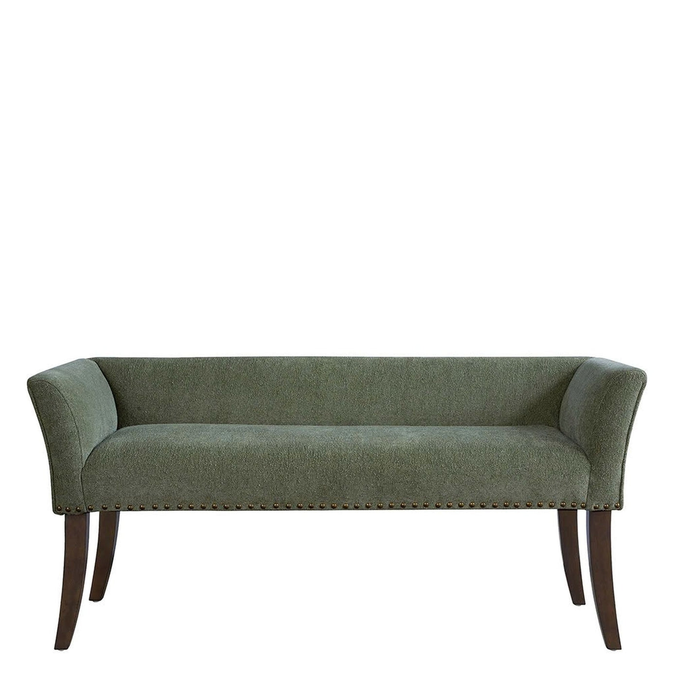 Green 49.5" Upholstered Bench with Back & Wood Legs