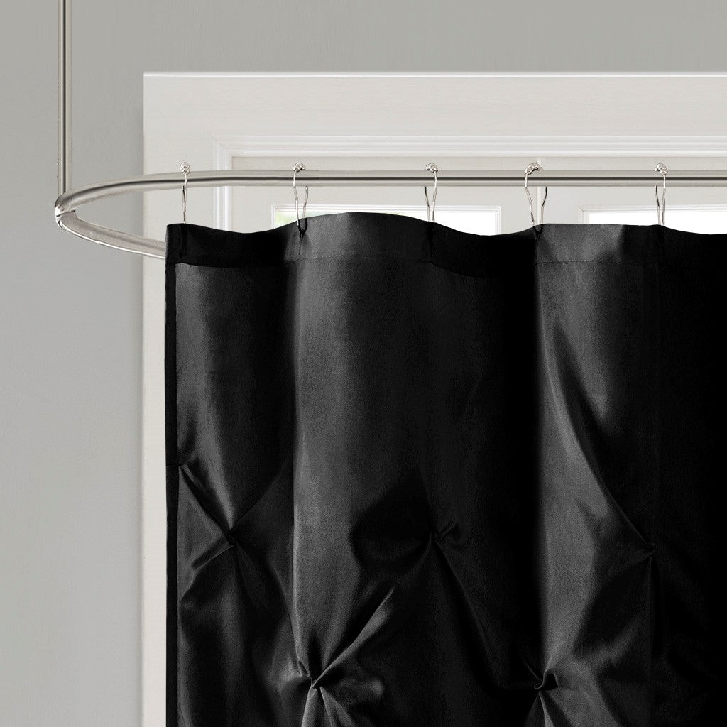 Pinch Plated Silky Shower Curtain, Black