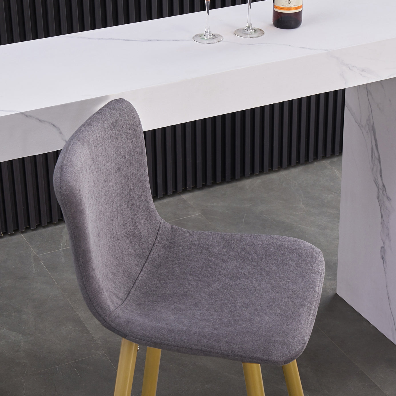 Scargill Modern 26'' Counter Bar Stools Fabric with Gold Leg Grey (Set of 2)