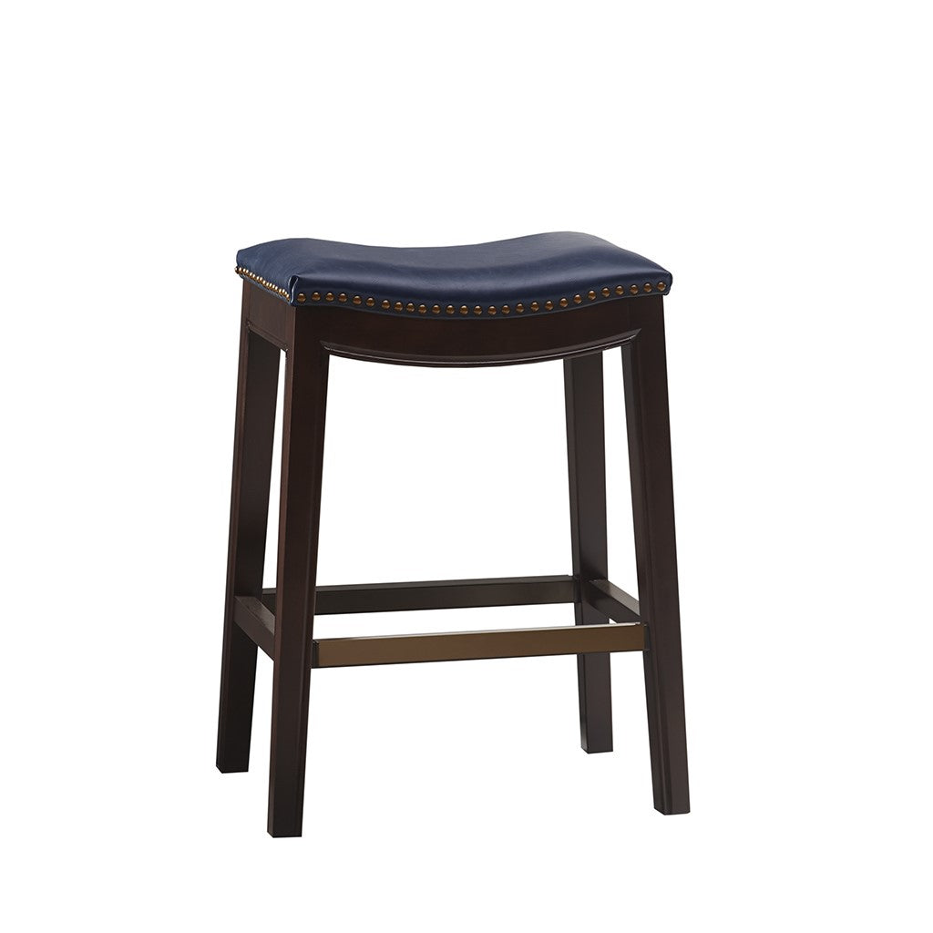 Leather Saddle Counter Stool, Navy Blue