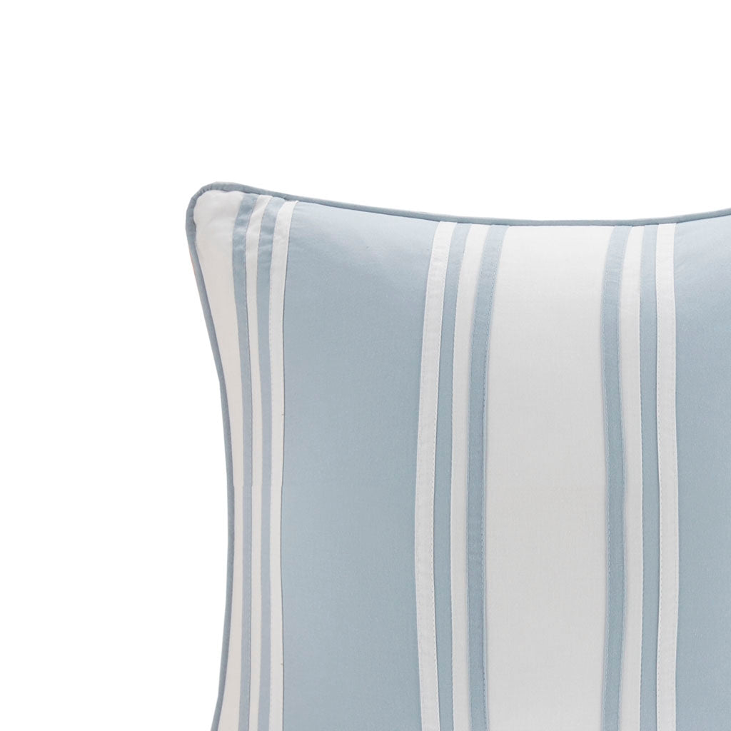 SET OF 2 Coastal Beach Crystal 18x18" Blue Striped Decorative Pillow