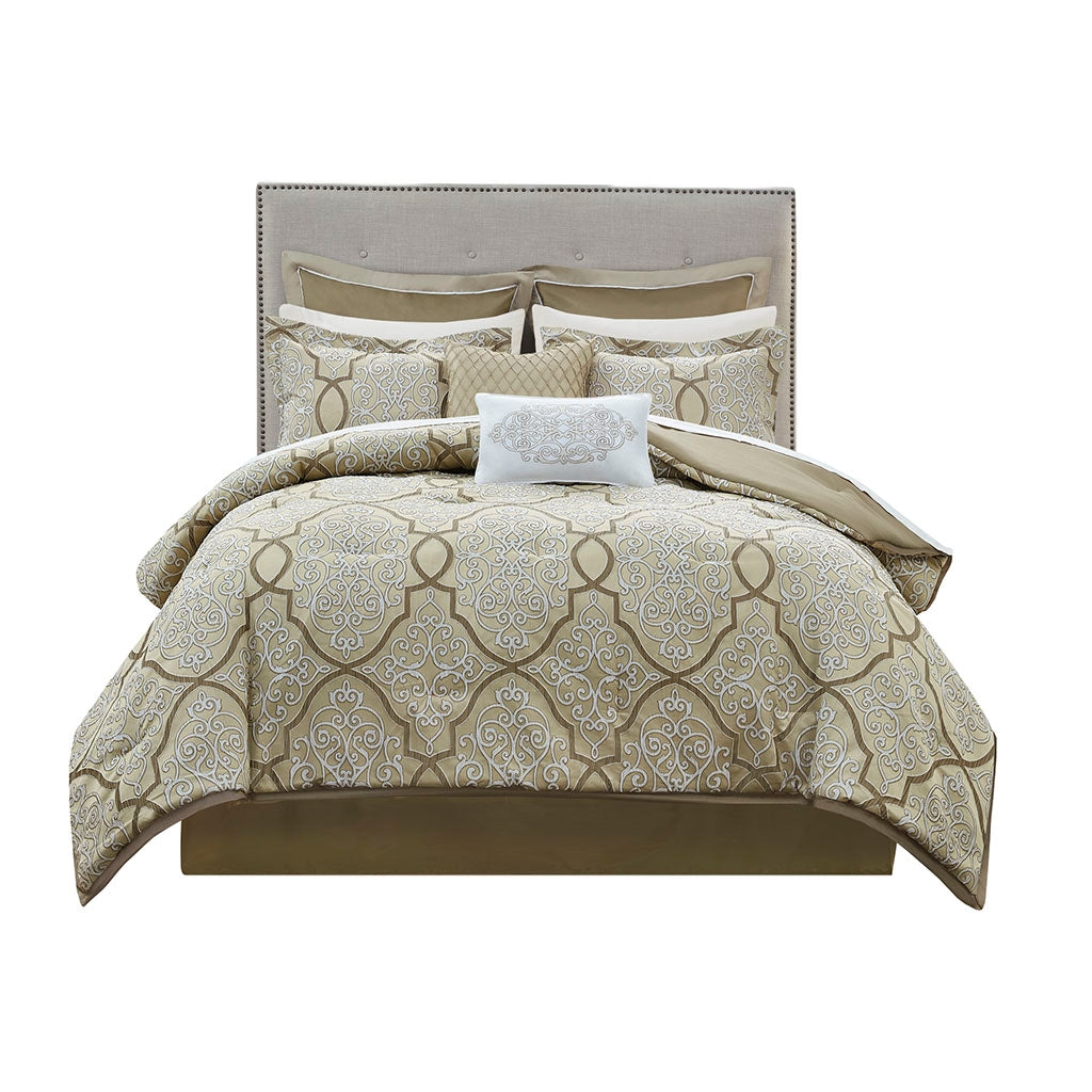 Traditional 12-Piece Complete Bed Set, Gold